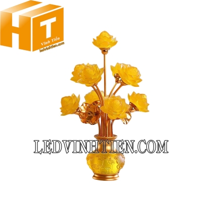 Đèn hoa sen led 9 bông màu vàng