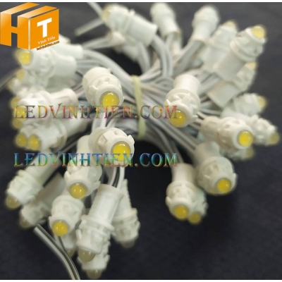 Led đúc F5 12V đế 9mm đục vàng nhạt