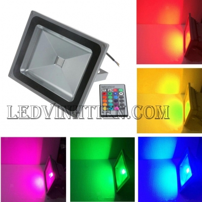Đèn pha led 50w RGB remote